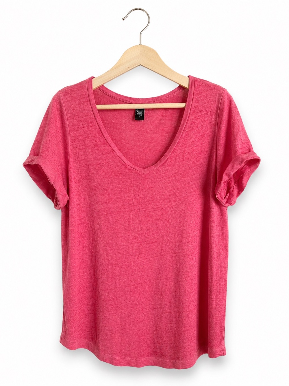 Torrid Womens Top Sz 1 1X 14 16‎ Coral Slub Knit V Neck Short Sleeve Tee Shirt